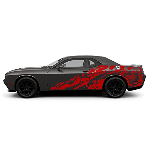 Side Nightmare Graphics Stickers Decals Compatible With Dodge Challenger (Red) #TOP14