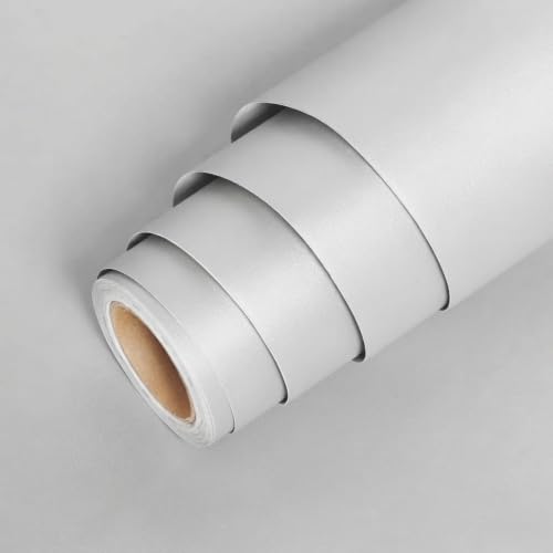 Image of WISDOM Light Grey Matte Self Adhesive Waterproof Bubble Free Wallpaper for Wall, Furniture, Kitchen Cabinet, Wardrobe, Table and DIY Home Decor (20X48 in)