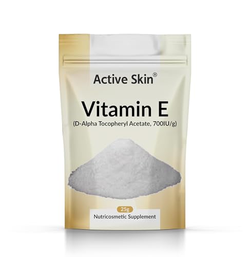 Active Skin Vitamin E Powder 25g Sachet | Antioxidant Supplement for Skin, Hair, and Cellular Health | Mixable Powder for Internal or Topical Use