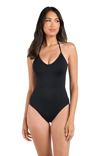 La Blanca Women's One Piece Swimsuit Scoop Front Tummy Control Island Goddess Bathing Suit