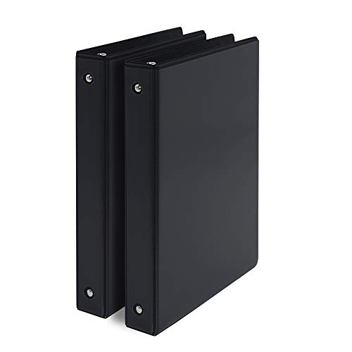 COMIX A2130 Basics Durable 3 Ring Binder 200-Sheet Capacity 2-Pack (Black)
