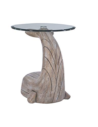 Powell Peabody Whale Brown Driftwood Accent Table with Glass Top - Image 9