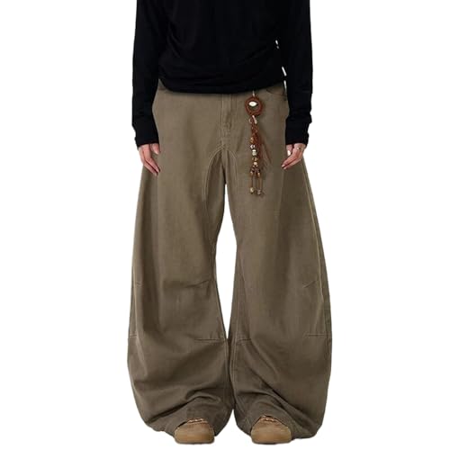 Men's Jeans Solid Color Pants Casual Straight Baggy Wide Leg Male Denim Pants