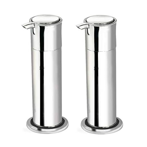 Image of NEW WARE (Pack of 2) ABS Liquid Sanitizer Dispenser 300 ML Table top Type Hand Sanitizer,Hand Wash Soap, Shampoo, Conditioner, Lotion, Liquid, Soap Dispenser,Liquid Soap Dispenser (Silver)