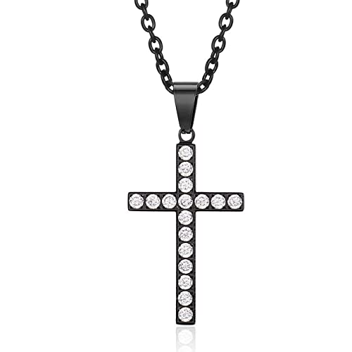 Collier en Titane pour Hommes avec Pendentif Croix en Zircone Blanche Éclatante