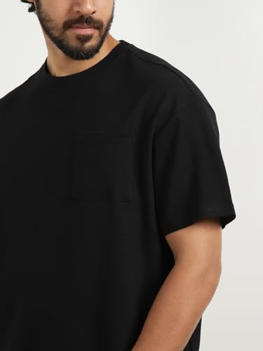 Image of NOBERO Men Cotton Blend Solid Co-ord Sets