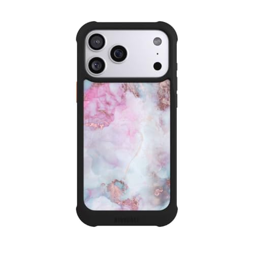 Coque de telephone antichoc iPhone 17 Pro Max aspect marbre noir pailleté NIVOmax