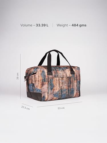 Image of ZOUK Collapsible Duffle Bag for Men and Women | Lightweight Foldable Travel Duffel Bag | Vegan Leather & Handcrafted Fabric | Water-Resistant Lining | 33L Weekend & Short Trip Bag | Triund Baroque