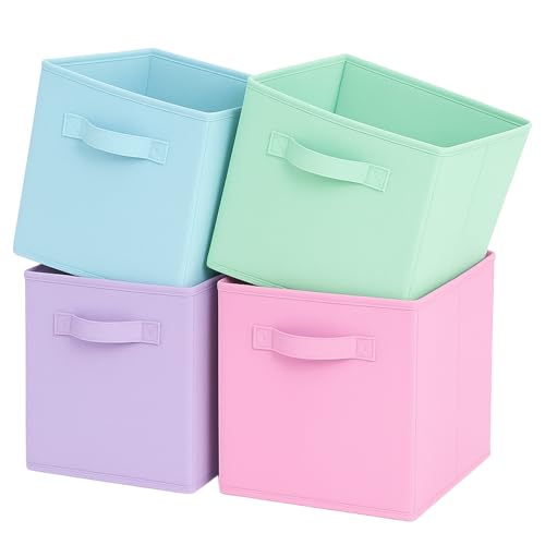 Pinkgarden Scatola Portaoggetti, Cubo Pieghevole in Tessuto con Maniglie per la Casa, la Stanza dei Bambini, l'armadio e l'organizzazione dei Giocattoli, 4 Pezzi, 26,7 x 26,7 x 27,9 cm, Colore misto B