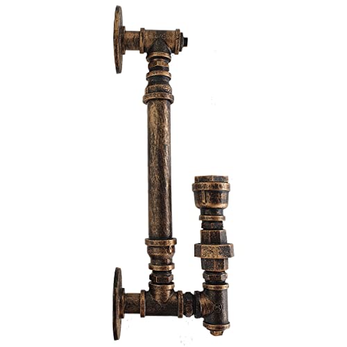 LEDSone Aplique de pared vintage de cobre cepillado, lámpara de pared rústica, lámpara de pared de metal retro para restaurante, hogar, bar, dormitorio, mesita de noche, decoración