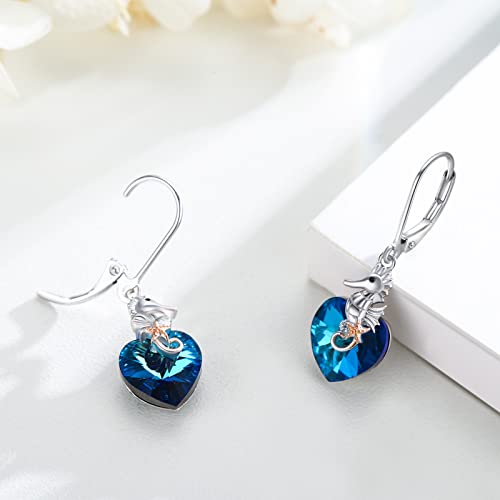 925 Sterling Silver Heart Seahorse Earrings,I Love You to The Moon and Back Necklace Jewelry Gift for Women Girls - Image 3