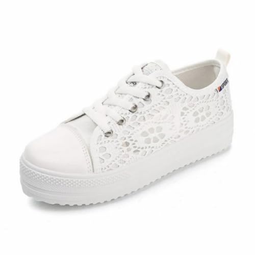 Générique Chaussures en Dentelle Plates pour Femme Baskets en Maille Respirante - Chaussures d'été Blanches - Chaussures de Mariage - Chaussures de Tennis...