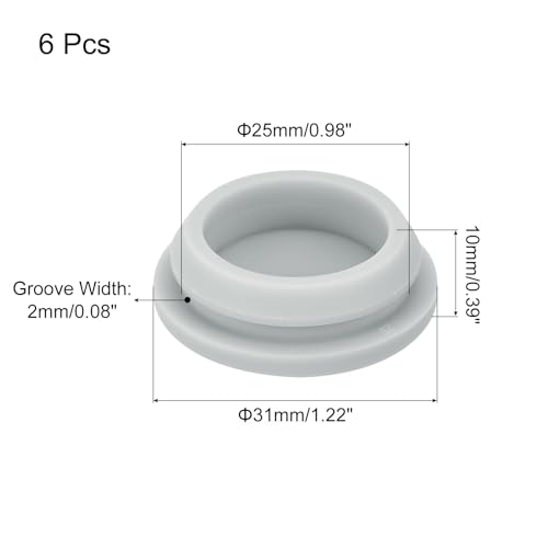 Image of MECCANIXITY 6pcs Silicone Snap in Locking Hole Plugs,25mm /1 Inch Mounting Diameter Narrow Groove Width 2mm Panel Seal Cover Round for Kitchen Bulkheads Waterproof Sealing Plugs Grey