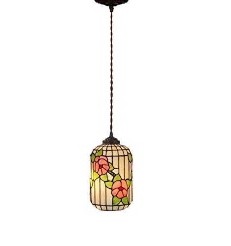Lustre durable haut de gamme avec abat-jour en vitrail européen et douille E27 40W