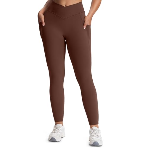 Aoxjox Trinity High Waisted Yoga Pants with Pockets for Women Tummy Control Cross-Waist Buttery Soft Workout Leggings 26