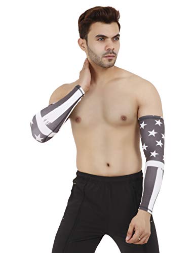 Image of NEVER LOSE Printed Arm Sleeves for Men & Women, Stretchable Breathable Compression Sports Sleeves for Gym, Cycling, Running, Driving & Outdoor Activities (Pack of 2 Pairs)