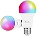 Produktbild bakibo Smart WLAN LED Lampen Glühbirne Dimmbar 9W 1000Lm, E27 Intelligente Multicolor Birne Kompatibel mit Alexa und Google Home, A19 90W Gleichwertige RGBCW Farbwechselbirne, 2 Pcs
