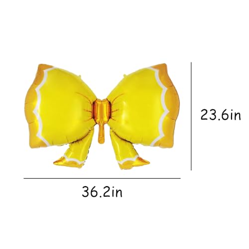 Image of 36 Inches Bow Foil Balloon Huge Bowtie Pink Balloon for Baby Shower, Wedding, Kids Theme Party Decoration (Yellow)