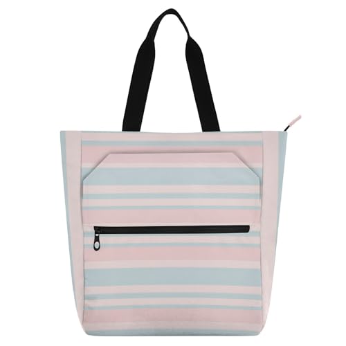 Sac fourre-tout bleu layette à rayures roses résistant à l'eau avec poches zippées