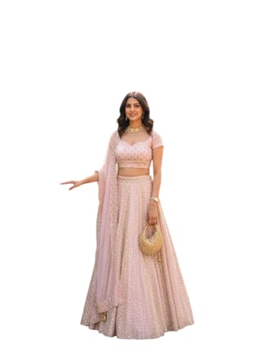 indian ready to wear lehenga choli for women flared party night with stitched blouse For women (BABY PINK 32)
