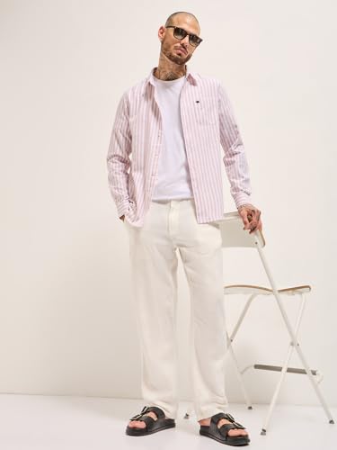 Image of THE BEAR HOUSE Men's Cotton Striped Slim Fit Shirt