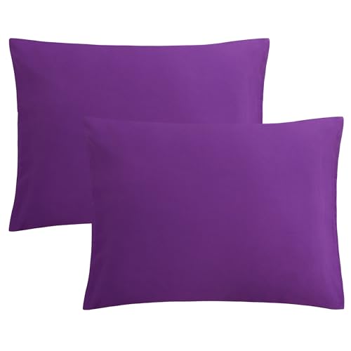 FLXXIE Microfiber Pillow Cases Standard Size, Soft Pillowcases with Envelope Closure, Wrinkle, Stain Resistant Pillow Covers, 20x26, Purple