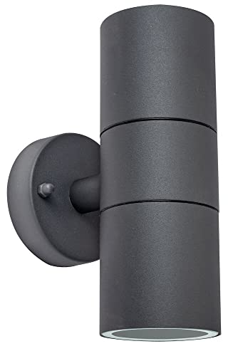 Luceco Exterior Decorative Up and Down Fixed Wall Light, Slate Grey Stainless Steel, GU10, IP54 Rated (LEXDSSUDG-01)