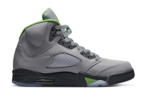 Masculino Jordan 5 Retro Feijão Verde Prata/Feijão Verde Cinza (DM9014 003), Prata/feijão verde - pe