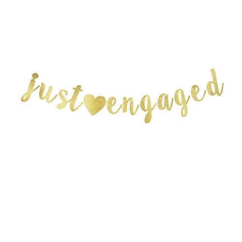 Just Engaged Banner Engagement Party Gold Gliter Paper Sign Backdrops