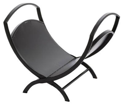 Panacea Black Large Fireplace Log Bin/Pan with Folding Mechanism for Firewood