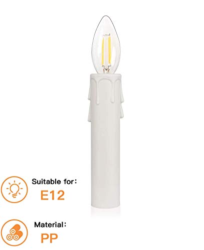 12Pcs 4"Tall Candle Socket Covers, Chandelier Candle Sleeves Parts, White Candle Covers Sleeves Chandelier Socket Covers, Chandeliers Base,Flame Retardant Materials #TOP2