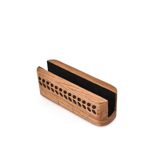 Hanol Natural Acacia Wood Vertical Stand for Laptops & Tablets â€“ Stylish Desk Organizer for Apple, Microsoft, Gaming Devices (8\" X 2.3\" X 2.5\")