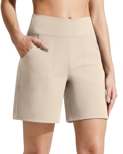 Image of G4Free Evergoing Athletic Shorts for Women with Pockets 6 inch /14 inch Cross Waist