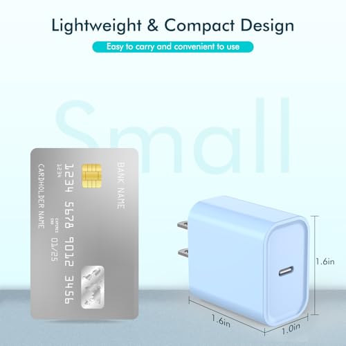 Image of 【Apple MFi Certified】 20W USB C Fast Charger iPhone 17 16 15 Charger Blocks | 3Pack 6 FT TypeC Fast Charger Cable for iPhone 17 /17 Pro /17 ProMax /iPhone16 /16 ProMax /15Plus All USB C Charging Devices(Blue)