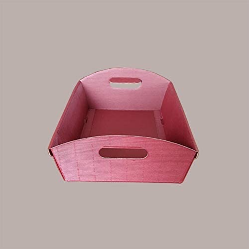 Lucgel Cesta rectangular de papel ondulado para Navidad, color burdeos, tamaño mediano y pequeño, 370 x 265 x 100 mm de altura, 10 unidades