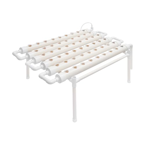 YNAADYH Système hydroponique - Kit de culture hydroponique avec 54 endroits de plantation - 6 tubes avec trous - 102 x 62 x 35 cm - Diamètre du trou : 3,2 cm - Pour herbes, salade, céleri, betteraves
