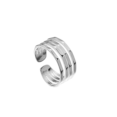 Bague ouverte argent sterling femme avec design multicouche minimaliste