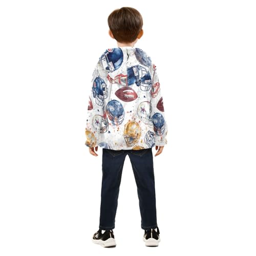 Watercolor American Football Girls Fleece Jacket Girls Fall Jacket Girls Zip Up Hoodie Girls Sherpa Jacket 2-10T4