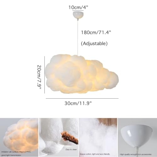 GUANSHAN Simulation Cloud Pendant Light - Creative Cotton Chandelier Floating Ceiling Lamp for Bedroom, Dining Room, Corridor
