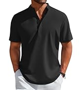 COOFANDY Men's Henley Shirt Short Sleeve Casual T-Shirt Summer Beach Hippie Henley Tee Shirt