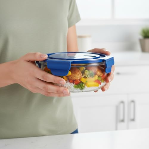 Image of ginoya brothers 620 ML Glass Meal Prep Containers, Food Storage Containers with Lids Airtight, Glass Lunch Boxes, Microwave, Oven, Go & Freezer-to-Oven-Safe Food Containers.