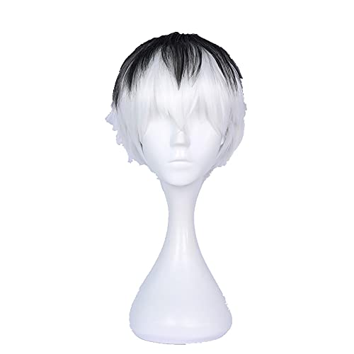 Anime Tokyo Ghoul Sasaki Haise Kaneki Ken Cosplay Wigs Gradient Short Hair Figure Cosplay+ Wig Cap Halloween Party for Adult