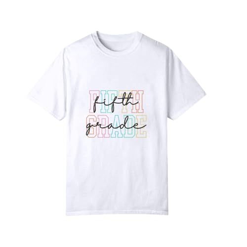 Girls First Day of School T Shirts Kids Back to School Fifth Grade Short Sleeve Tees Summer Preppy Cute Loose Tshirts3