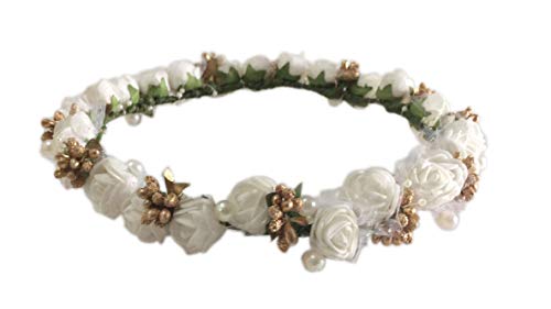 Loops n Knots Flora Collection Tiara/Crown/Headband For Girls & Women -Hair Accessories For Birthday,Party & Wedding (Adult, White)