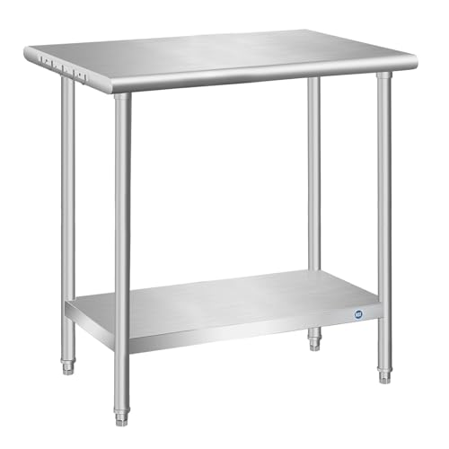 Stainless Steel Table, Stainless Table for Prep &amp; Work 30x18x33 Inch, Commercial Metal Table for Restaurant Kitchen Hotel Garage