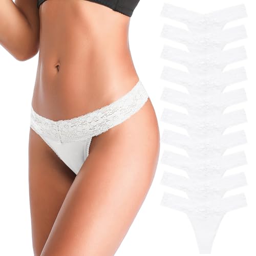 Image of ANNYISON Women's Thongs, T Back Low Waist See Through Panties Cotton Seamless Lace Thongs for Women