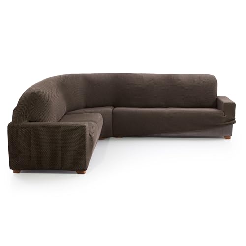 MAXIFUNDAS FUNDAS DE SOFA & CHAISE LONGUE. Funda Sofá Rinconera Relive Color Ante. Funda Protectora súper elástica para sofá rinconera.