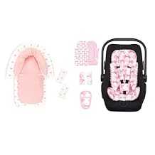 Infant Car Seat Insert, Soft Baby Car Seat Head & Body Support for Girl Boy, HNHUAMING Baby Car Seat Head & Body Support with 2 Strap Pads, Fits Car Seat, Stroller, Swing, Bouncer, Pink