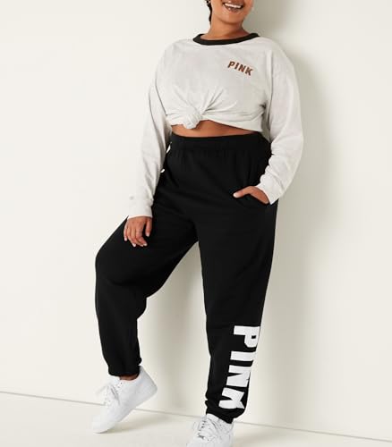 Victoria's Secret Women's Pink Logo Campus Sweatpants, Black, (XS) - image 2