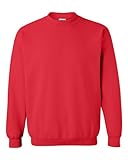 1x1 Rippung mit Elastan GILDAN Herren-Pullover mit Rundhalsausschnitt, Schwere Stoffqualität, 271,25 g/m², 50/50 Fleece Gr. XXXXL, rot